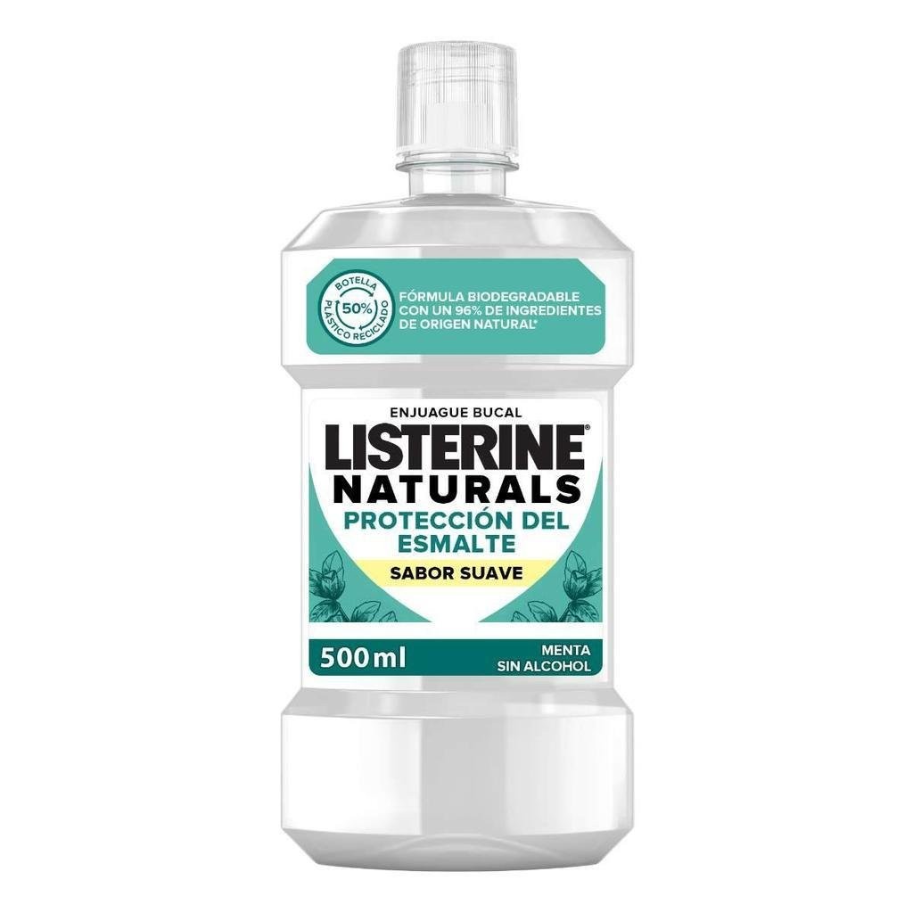LISTERINE Naturals Emaye Koruma Hafif Lezzet Nane (Alkol veya Boya Yok, Vegan ) 500ml