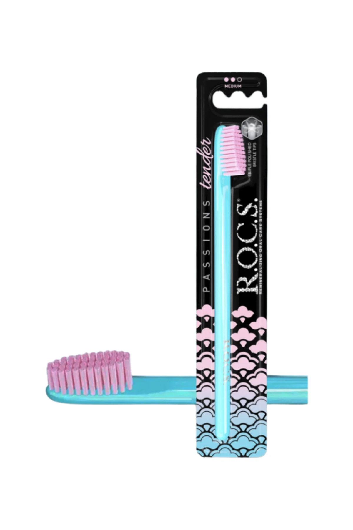 ROCS Passions Özel Kıl Dokulu Diş Fırçası - Orta Sert Mavi-Pembe (1 Adet)