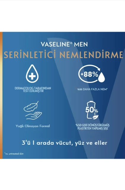 Vaseline Men Cooling Hydration 3 In 1 Lotion (Soğutucu Nemlendirici ) Vücut Losyonu 600ml