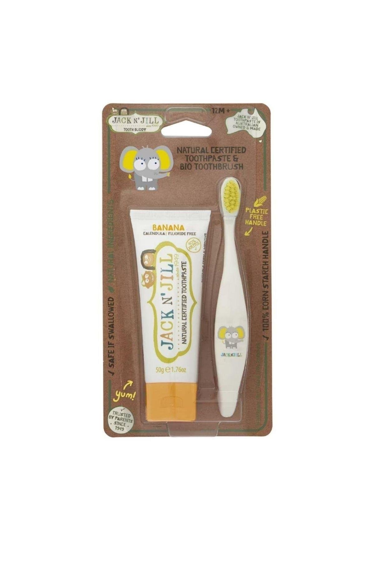 Jack N' Jill Banana + Elephant (Doğal Sertifikalı) Diş Fırça & Macun Buddy Set