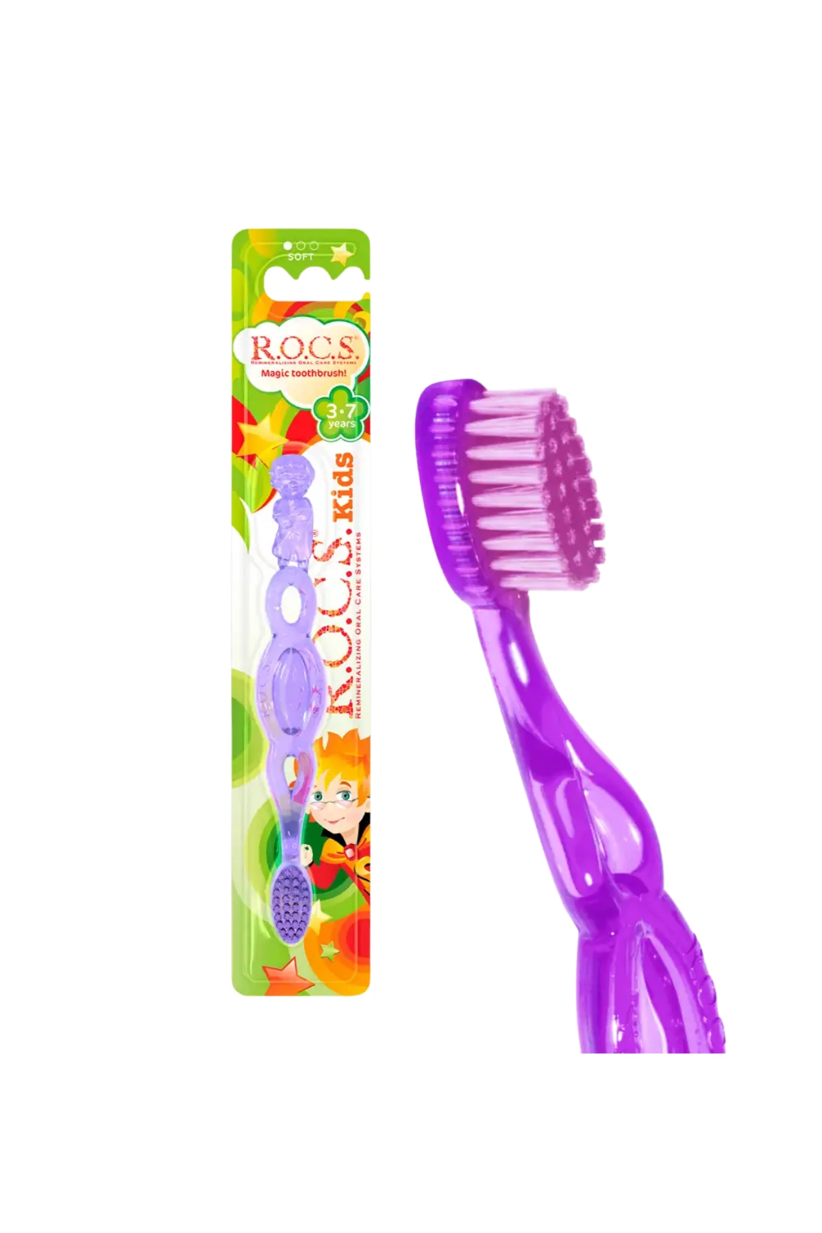 Rocs Kids 3-7 Yaş Çocuk Diş Fırçası - Yumuşak Mor (1 Adet)