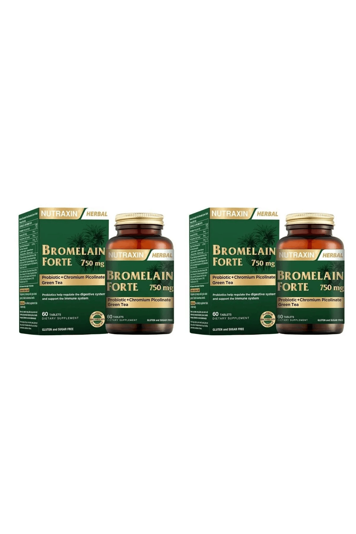 Nutraxin Herbal Bromelain Forte Takviye Edici Gıda 60 Tablet * 2 Adet