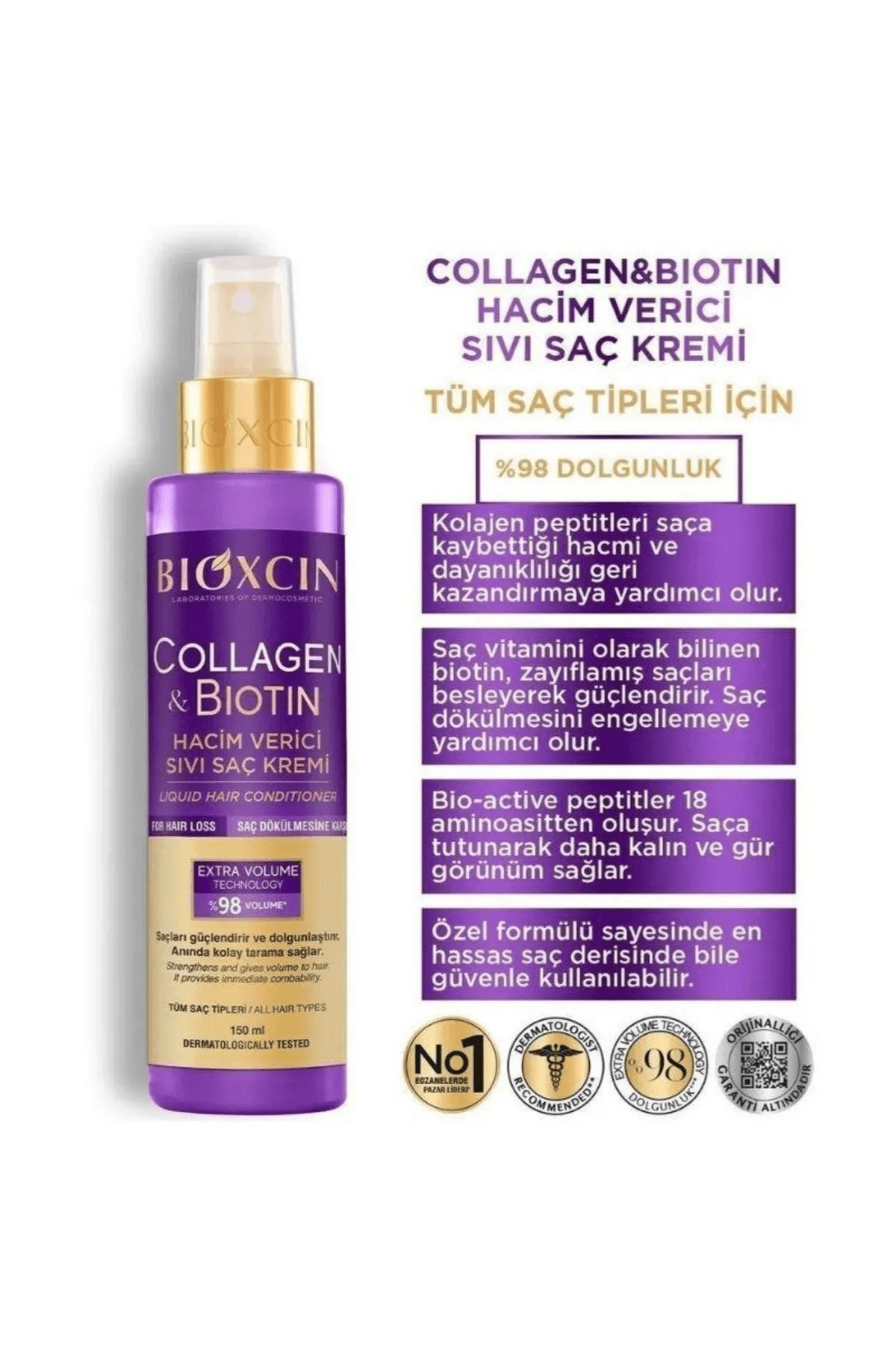 Bioxcin Collagen Biotin Hacim Verici Sıvı Saç Kremi 150 ml