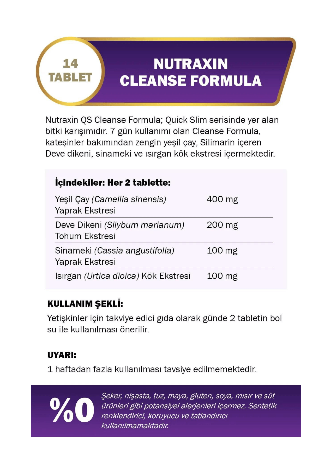Nutraxin Cleanse Formula 7 14 Tablet