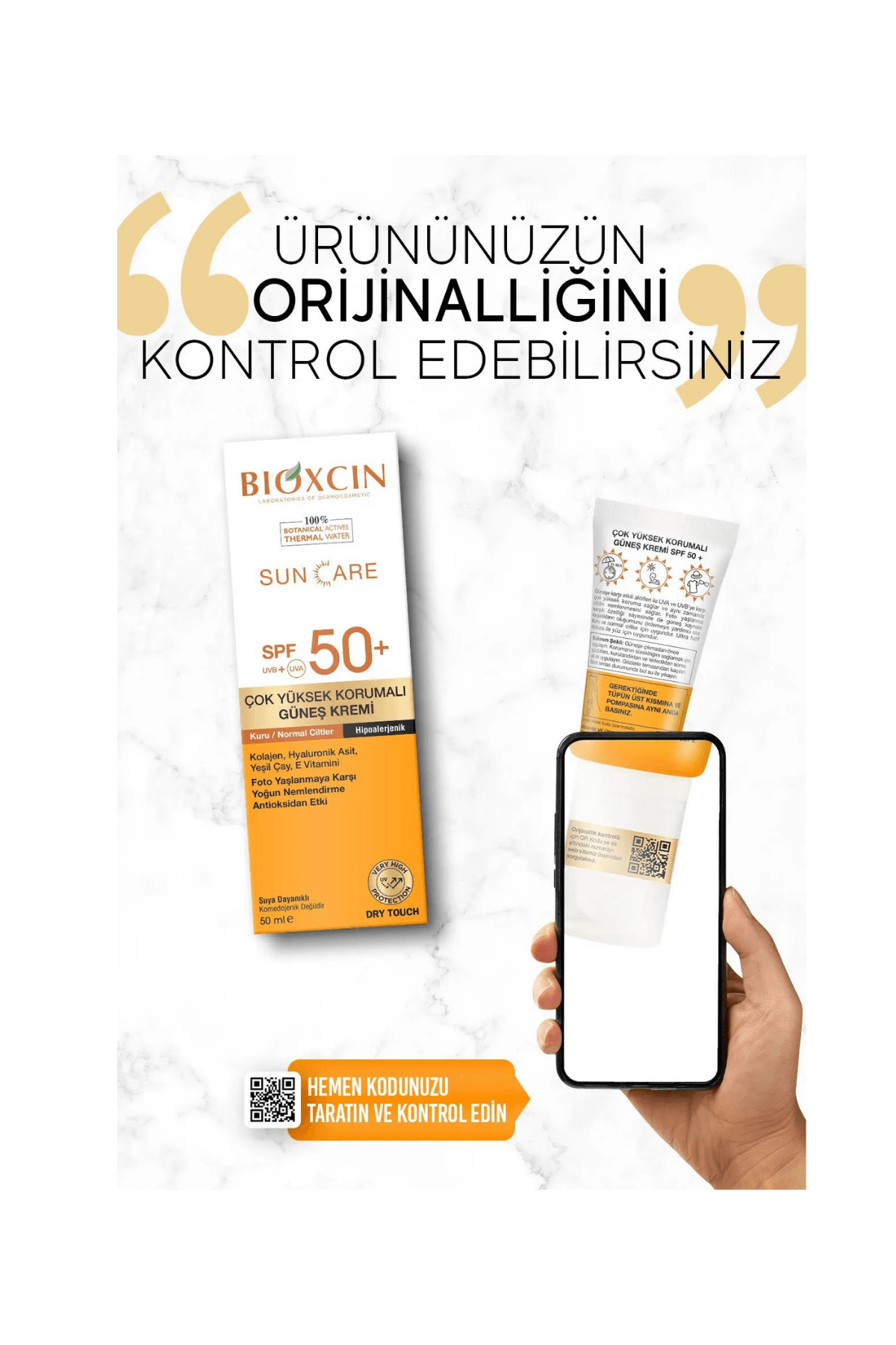 Bioxcin Suncare Çok Yüksek Korumalı/Hipoalerjik Kuru / Normal Ciltler SPF 50+ 50ml