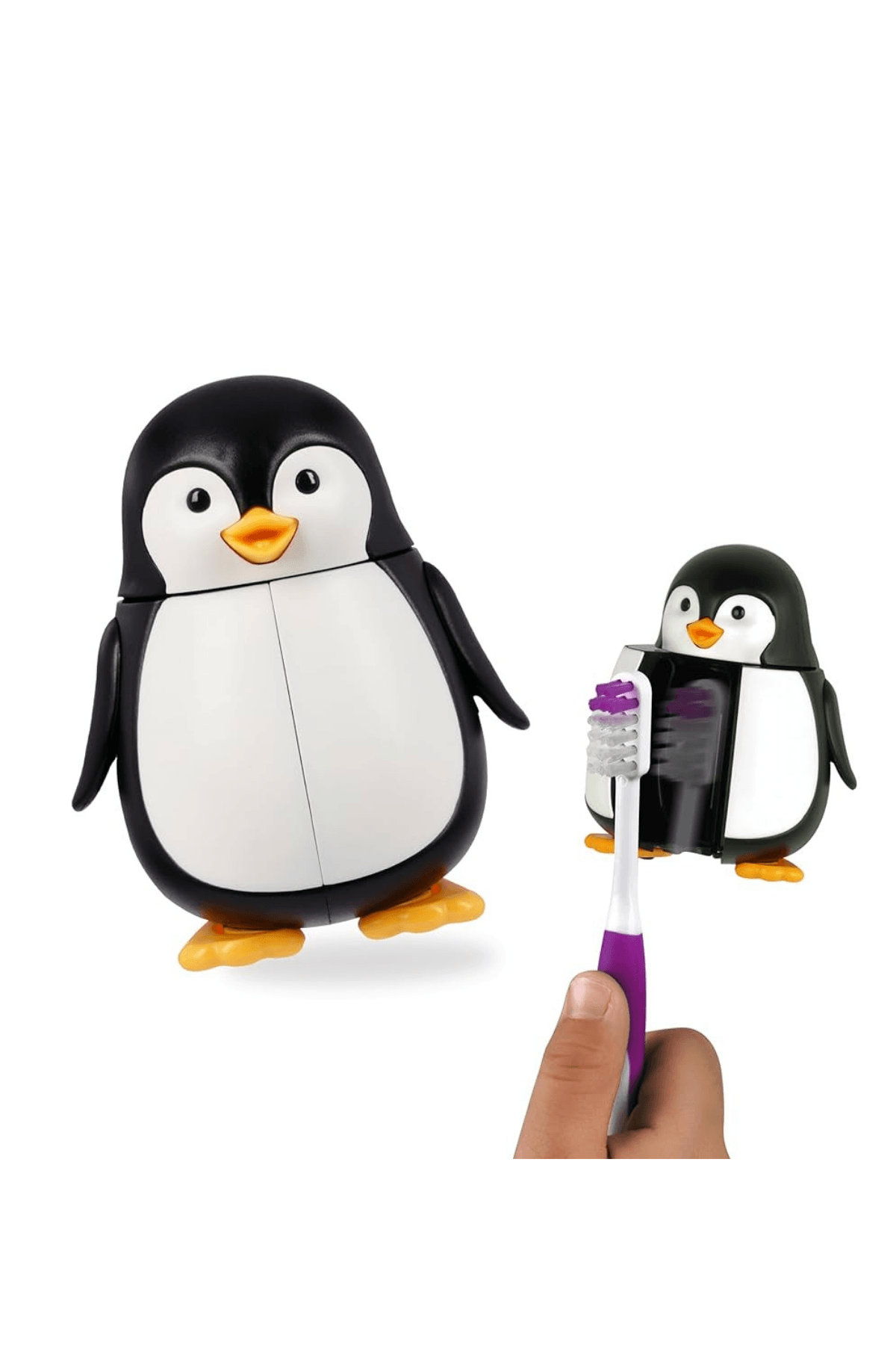 Flipper Hijyenik Fun Animal Saklama Kabı Ve Çocuk Diş Fırçası Set-Penguen Figürlü