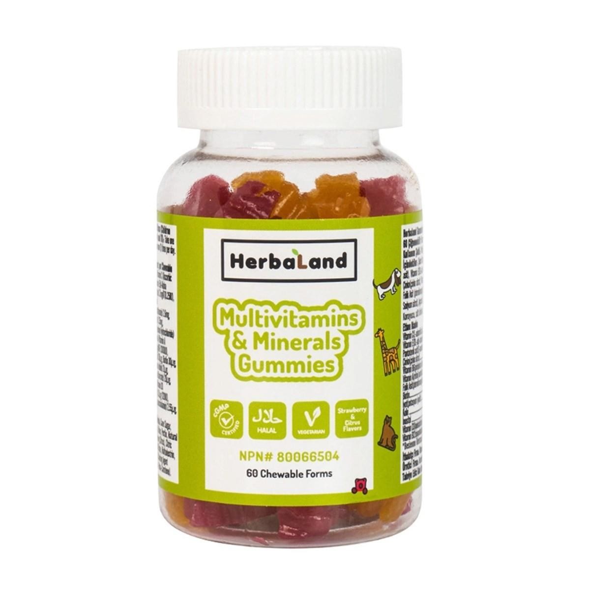 Herbaland Kids Multivitamin ve Minerals (Çiğnenebilir Form) 60 Adet