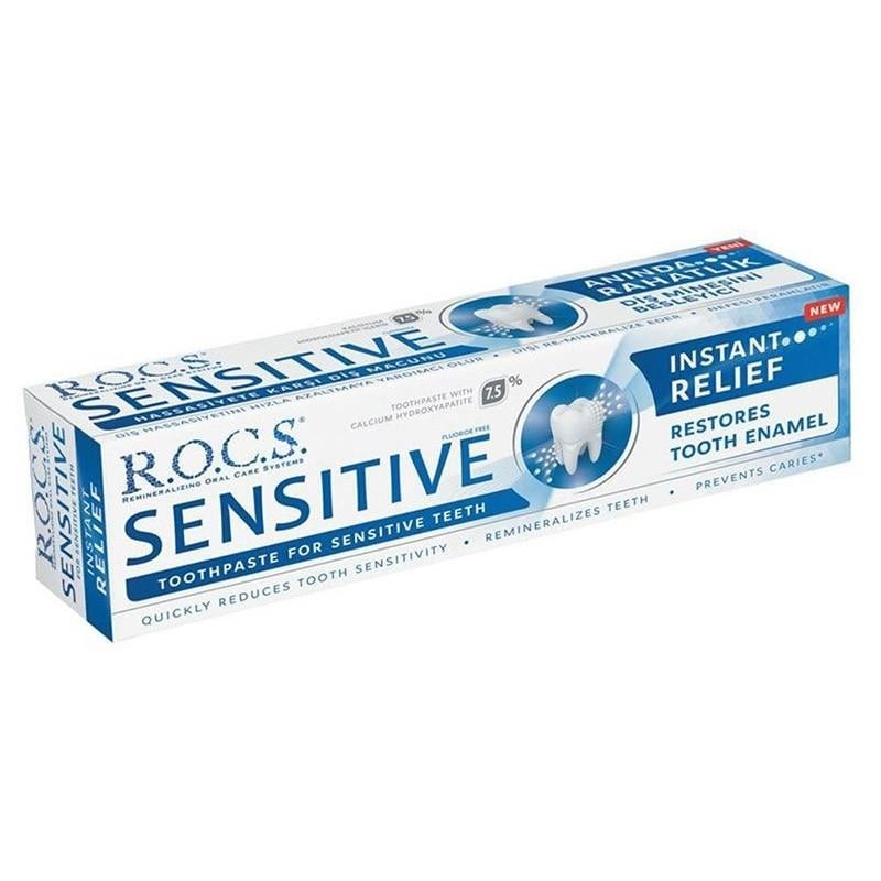 Rocs Sensitive Instant Relief Hassasiyete Karşı Diş Macunu (Florürsüz) 75ml