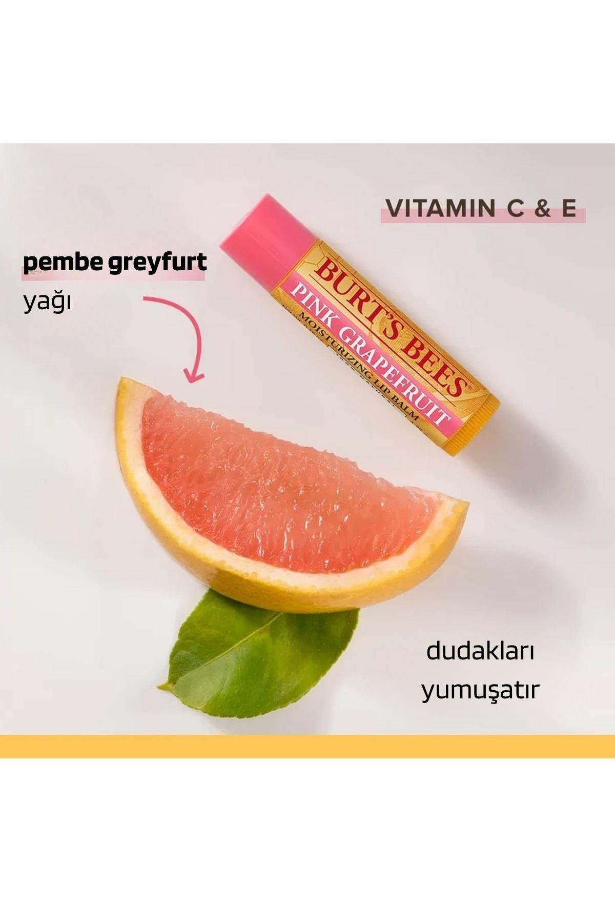 Burt's Bees Pembe Greyfurt (%100 Doğal) Dudak bakım kremi 0.15 0z 4.25g