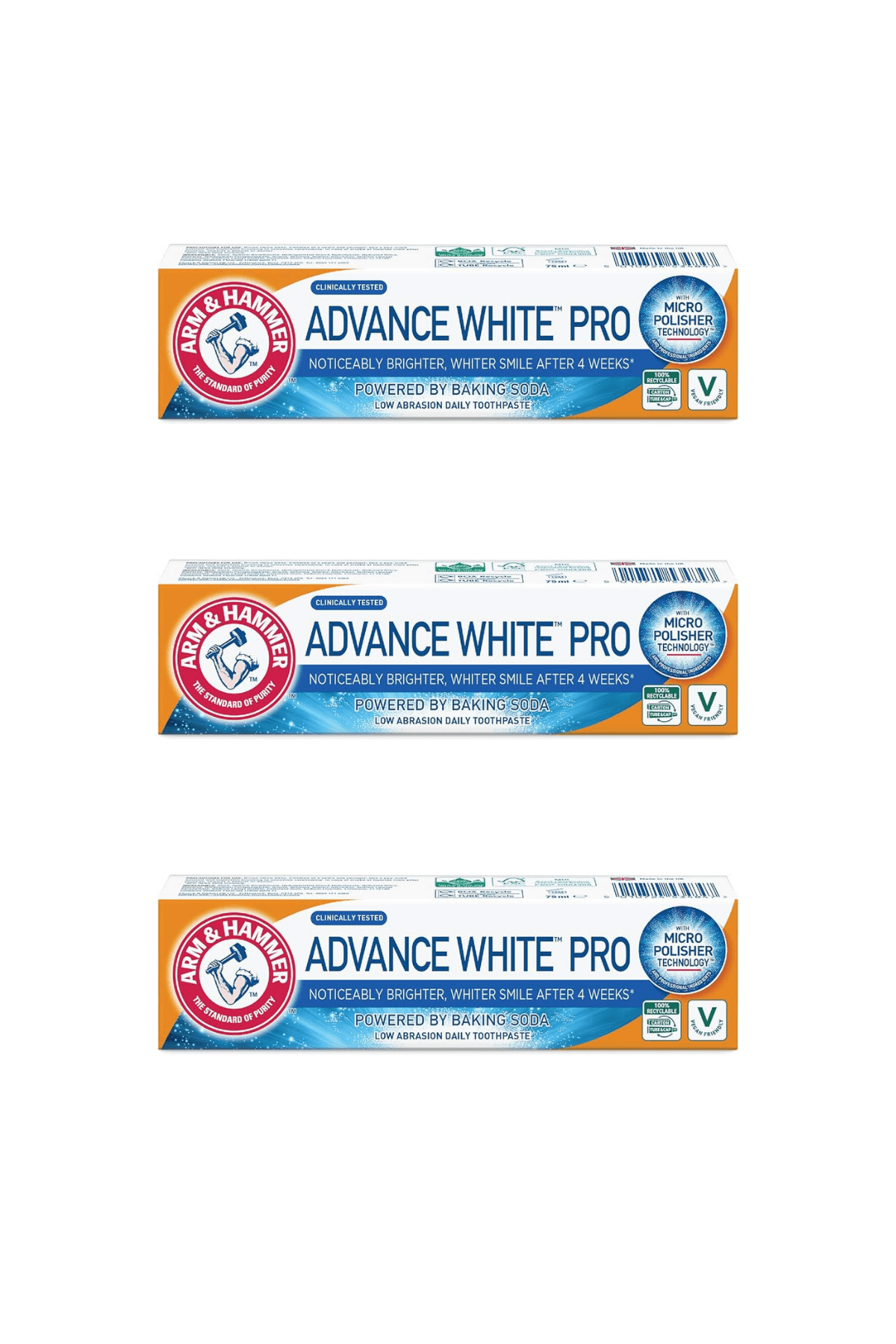 Arm & Hammer Advanced White Pro (3 Tona Kadar Daha Beyaz) Diş Macunu 75ml (3 Adet)