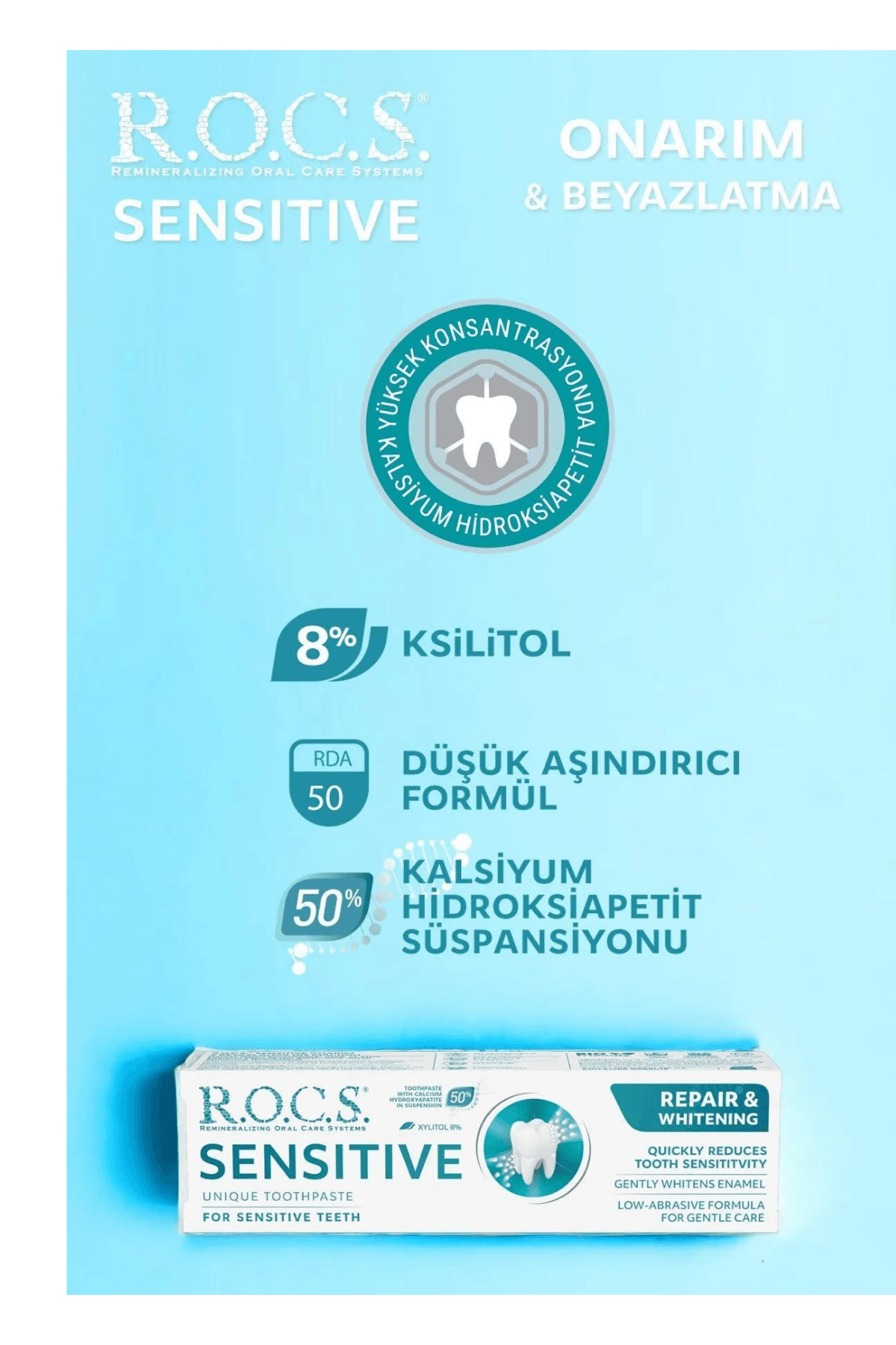 Rocs Sensitive Repair Whitening Diş Macunu Onarım Beyazlatma (Florürsüz) 75ml