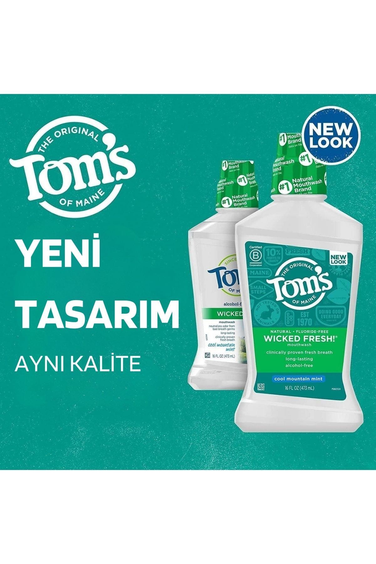 Tom's Of Maine Cool Mountain Mint Wicked Fresh! Serin Dağ Nanesi (Florürssüz, Alkolsüz, Vegan, Glütensiz) 33.8 Oz 1L