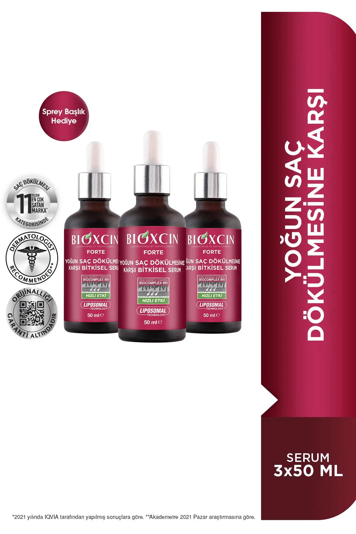 Bioxcin Forte Serum (Yoğun Saç Dökülmelerine Karşı) 3x50 ml