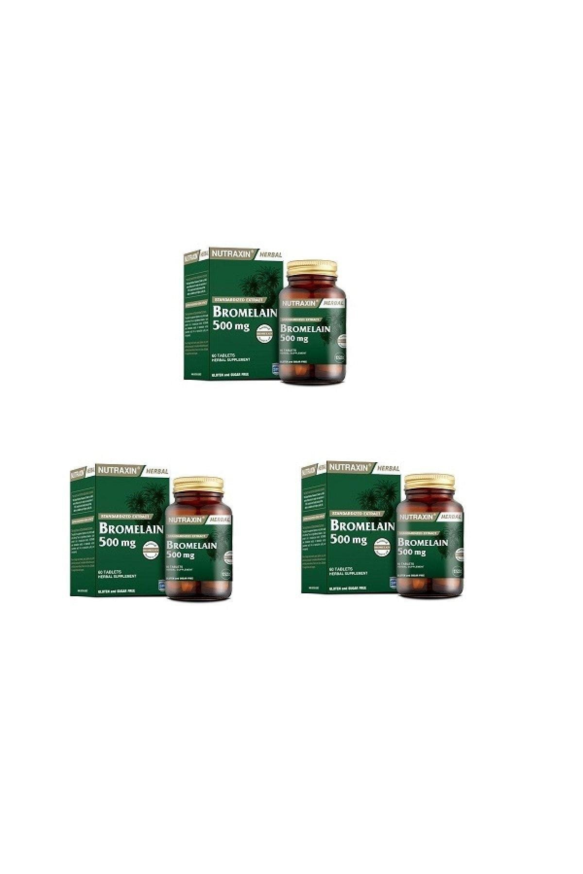 Nutraxin Bromelain 500 mg 60 Tablet  x 3 Adet