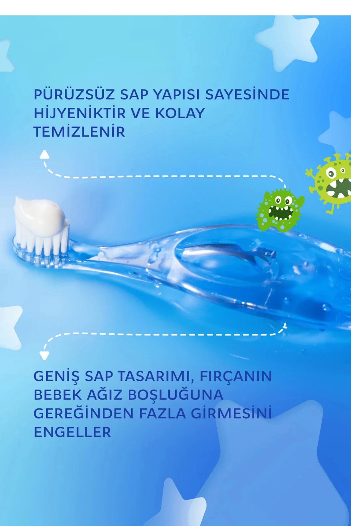 ROCS Baby 0-3 Yaş Bebek Diş Fırçası - Ekstra Yumuşak Mavi (1 Adet)