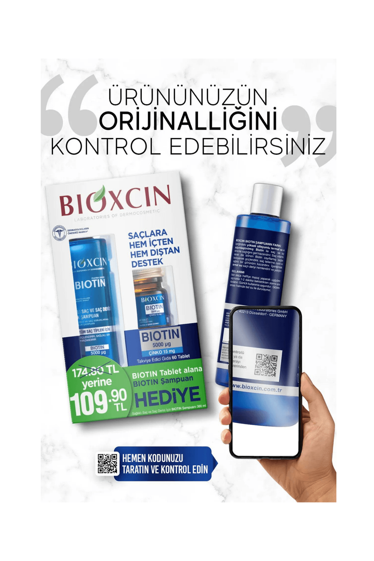 Bioxcin Biotin 5000 µg Çinko 15 mg ALANA Biotin Şampuan 300 ml HEDİYE