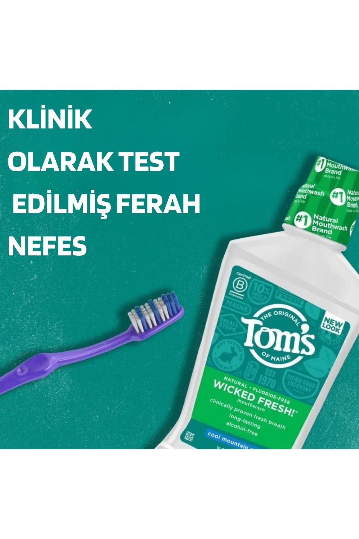 Tom's Of Maine Cool Mountain Mint Wicked Fresh! Serin Dağ Nanesi (Florürssüz, Alkolsüz, Vegan, Glütensiz) 33.8 Oz 1L