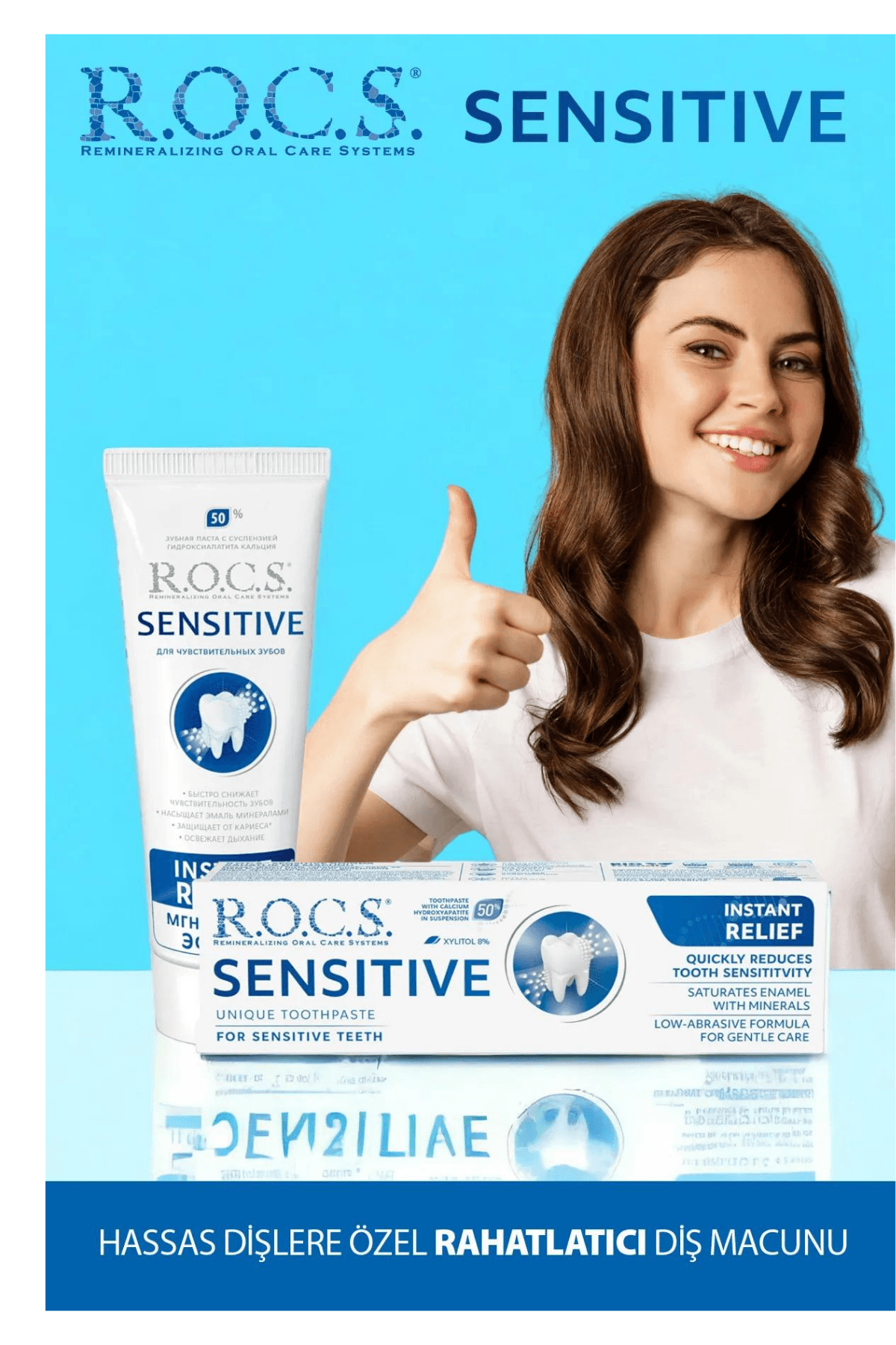 Rocs Sensitive Instant Relief Hassasiyete Karşı Diş Macunu (Florürsüz) 75ml
