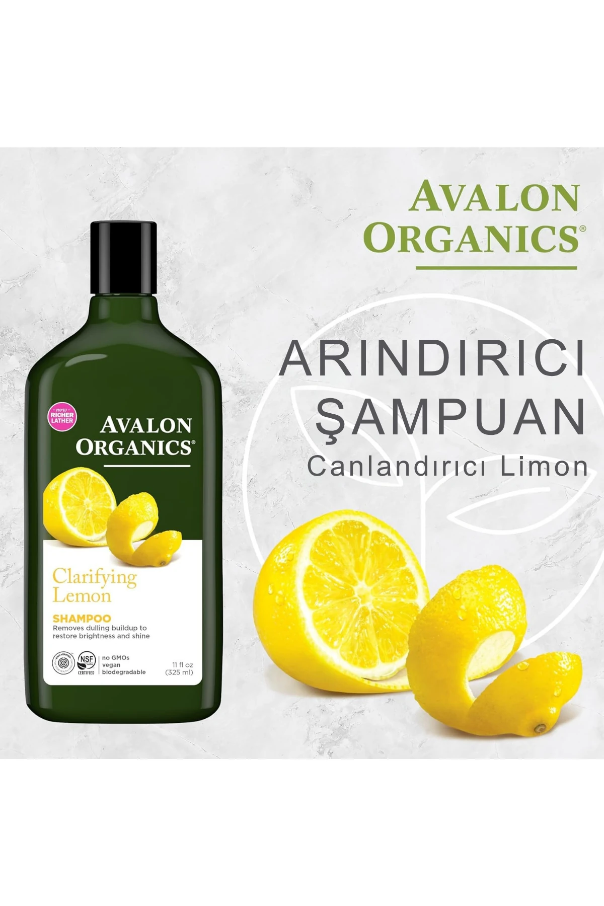 Avalon Organics Clarifying Lemon Arındırıcı Şampuan 325ml