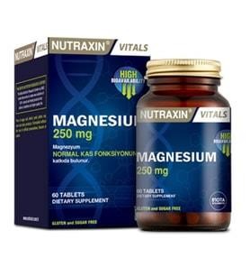 Nutraxin Magnesium Citrate Magnezyum 250 mg Takviye Edici Gıda 60 Tablet