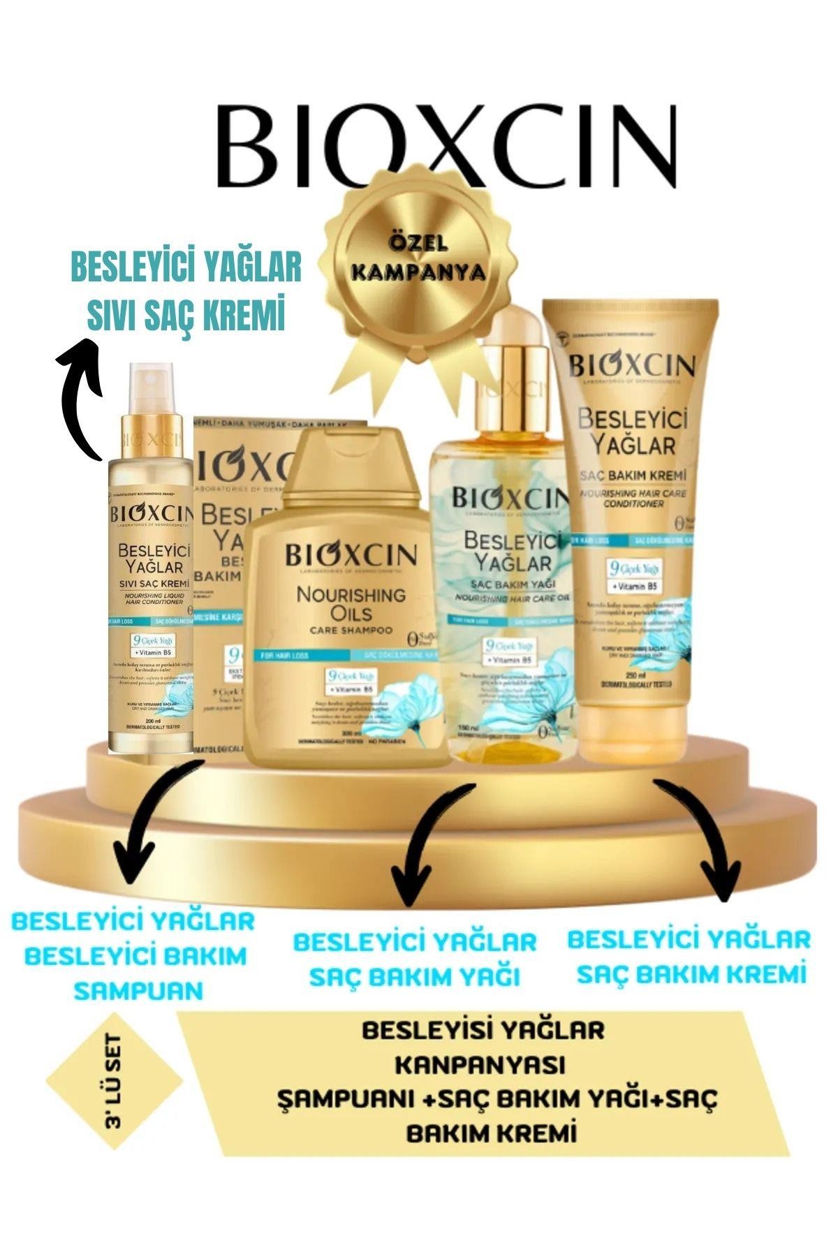 Bioxcin Besleyici Yağlar Bakım Şampuanı 300ml+Saç Bakım Yağı 150ml+Saç Bakım Kremi 250ml+ Sıvı Saç Kremi 200ml