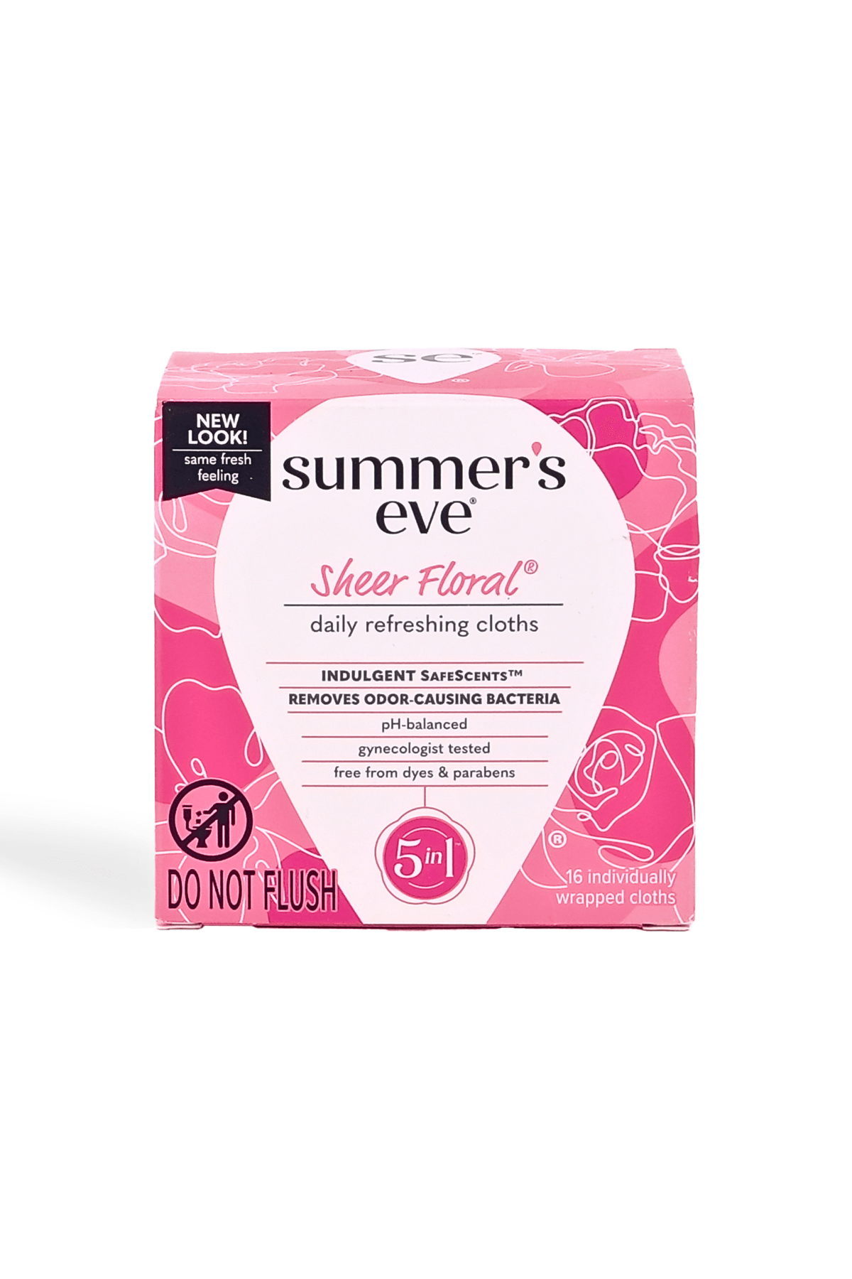 Summer's Eve Sheer Floral Özel Bölge Kadın Temizleme Mendili 16 Adet