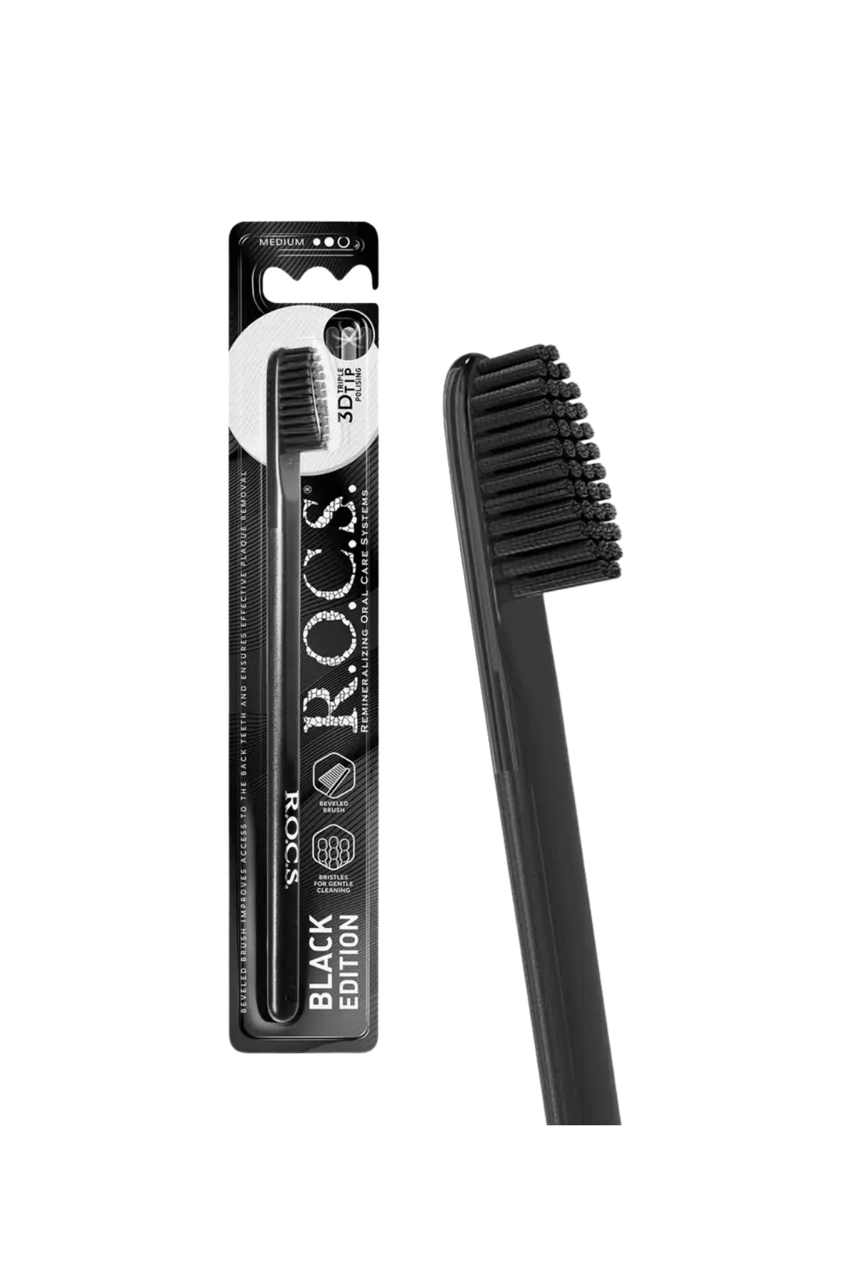 Rocs Black Edition Özel Kıl Dokulu Diş Fırçası - Orta Sert Siyah (1 Adet)