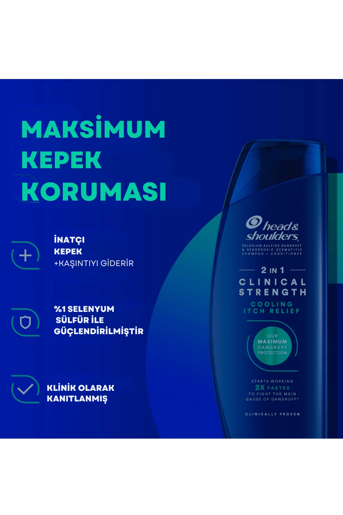 Head & Shoulders 2 ın 1 Clınıcal Strength Coolıng Itc Relıef (Kaşıntı Giderici 2'si 1 Arada, İnatçı Kepek) Şampuanı 400ml