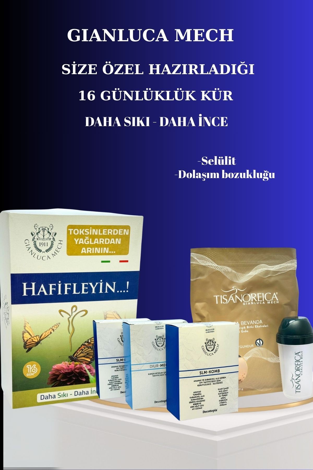 Decottopia Gıanluca Mech 16 Günlük Kür (2 Tane SLM-KOMB, 1 Adet DIUR-MECH, 1 Adet TISANOREICA BEVANDA, 1 Adet SHAKER)