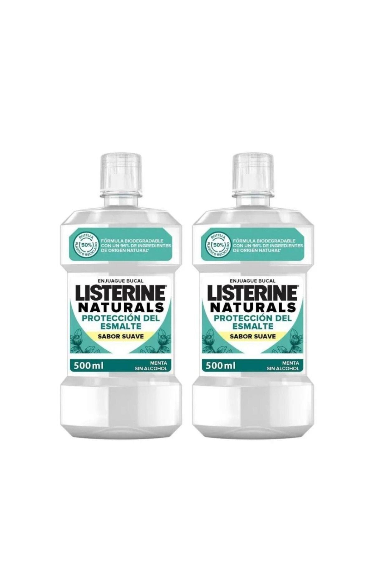 Listerine Naturals Emaye Koruma Hafif Lezzet Nane  Alkol veya Boya Yok, Vegan 2 Adet  50 ml