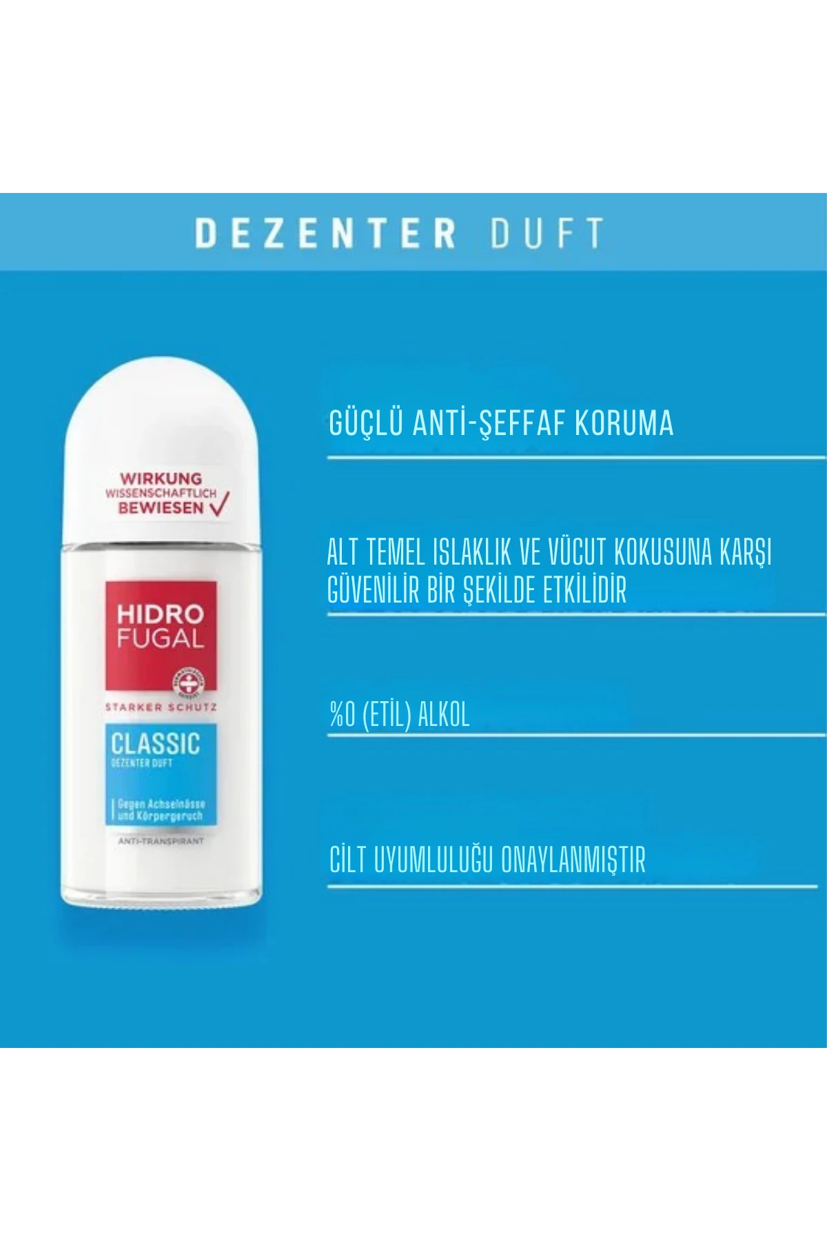 Hidrofugal Classic Roll-on Antiperspirant (Güçlü Koruma) Deodorant 50 ml