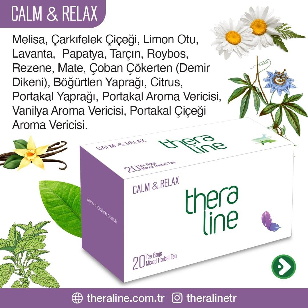 Theraline Calm & Relax (Sakin Ol Mutlu Kal) Bitki Çayı Süzen Poşet 20 Adet