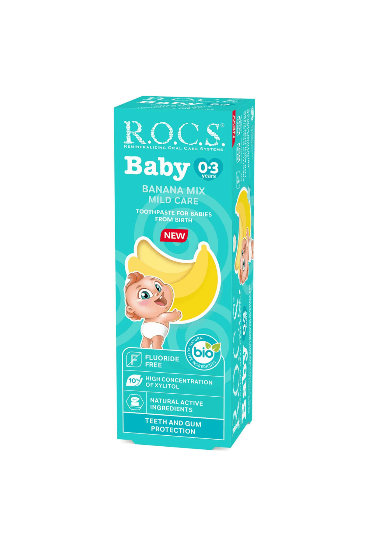 ROCS Baby 0-3 Yaş Diş Macunu Florürsüz (Yutulabilir) - Muz Püresi 35ml