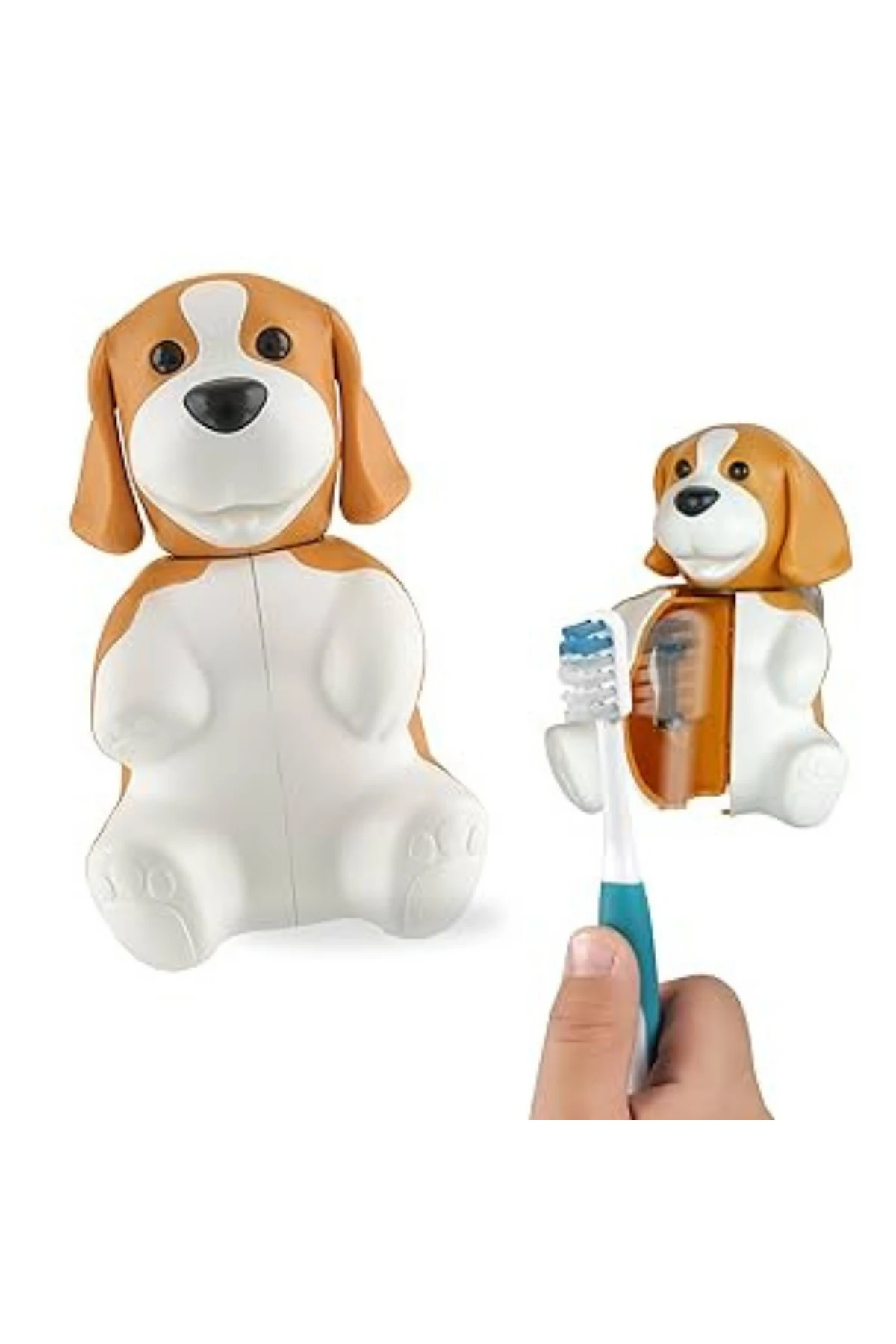 Flipper Hijyenik Fun Animal Saklama Kabı Ve Çocuk Diş Fırçası Set-Köpek Figürlü