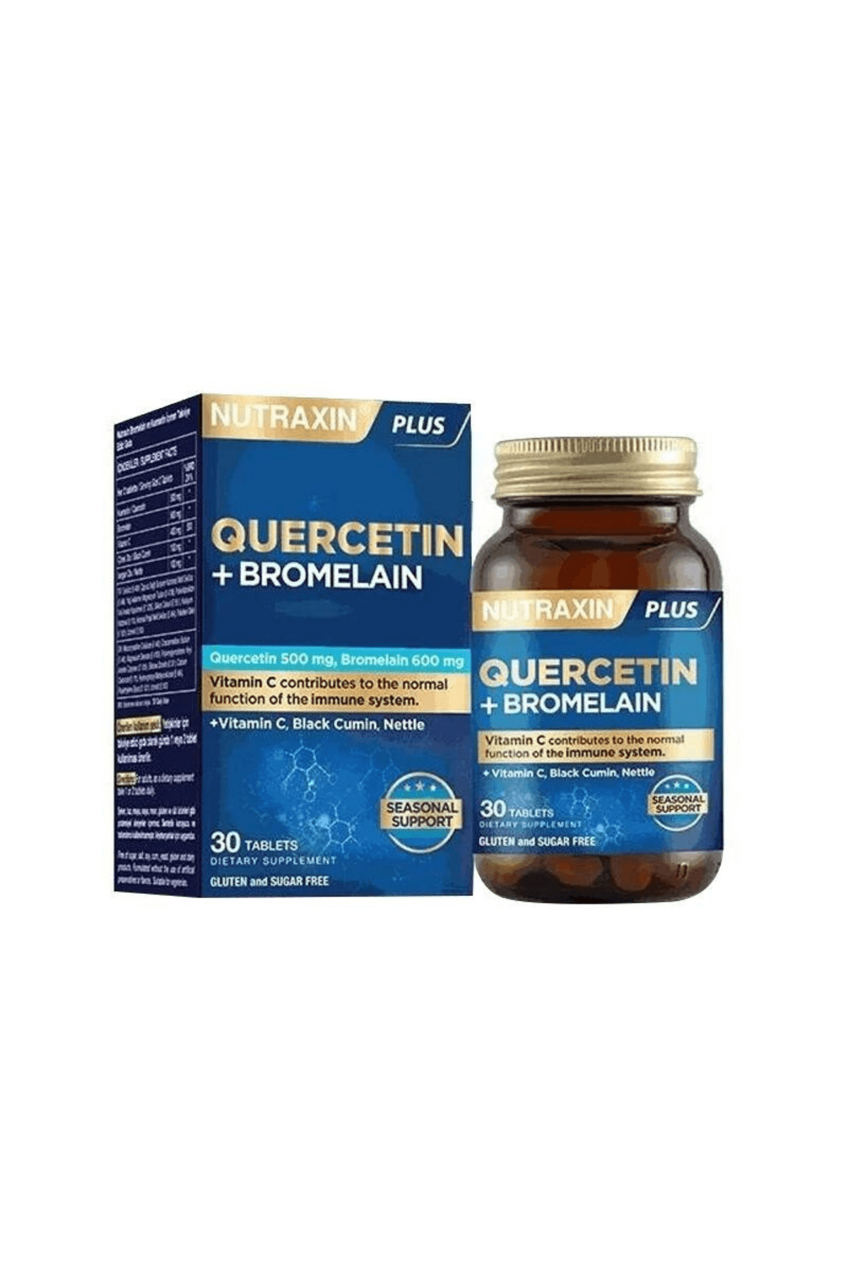 Nutraxin Bromelain ve Quercetin İçeren Takviye Edici Gıda 30 Tablet