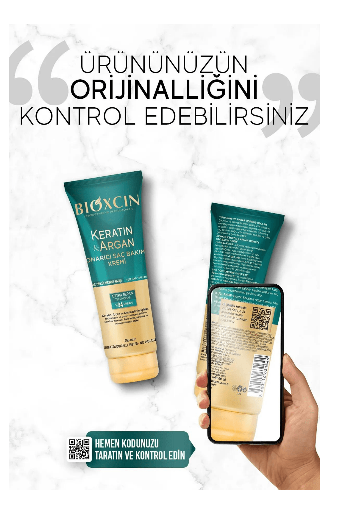 Bioxcin Keratin ve Argan Onarıcı Saç Bakım Kremi 250 ml