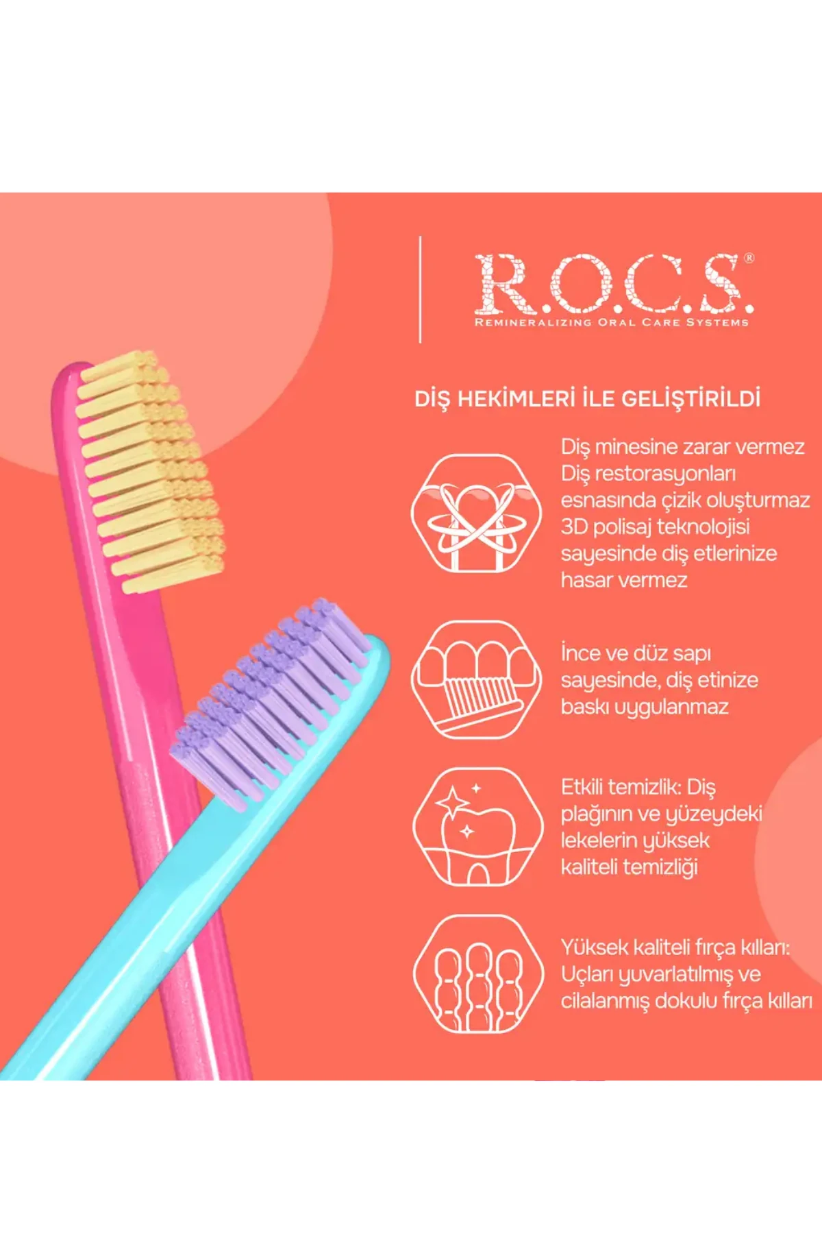 ROCS Passions Özel Kıl Dokulu Diş Fırçası - Orta Sert Mor-Yeşil (1 Adet)