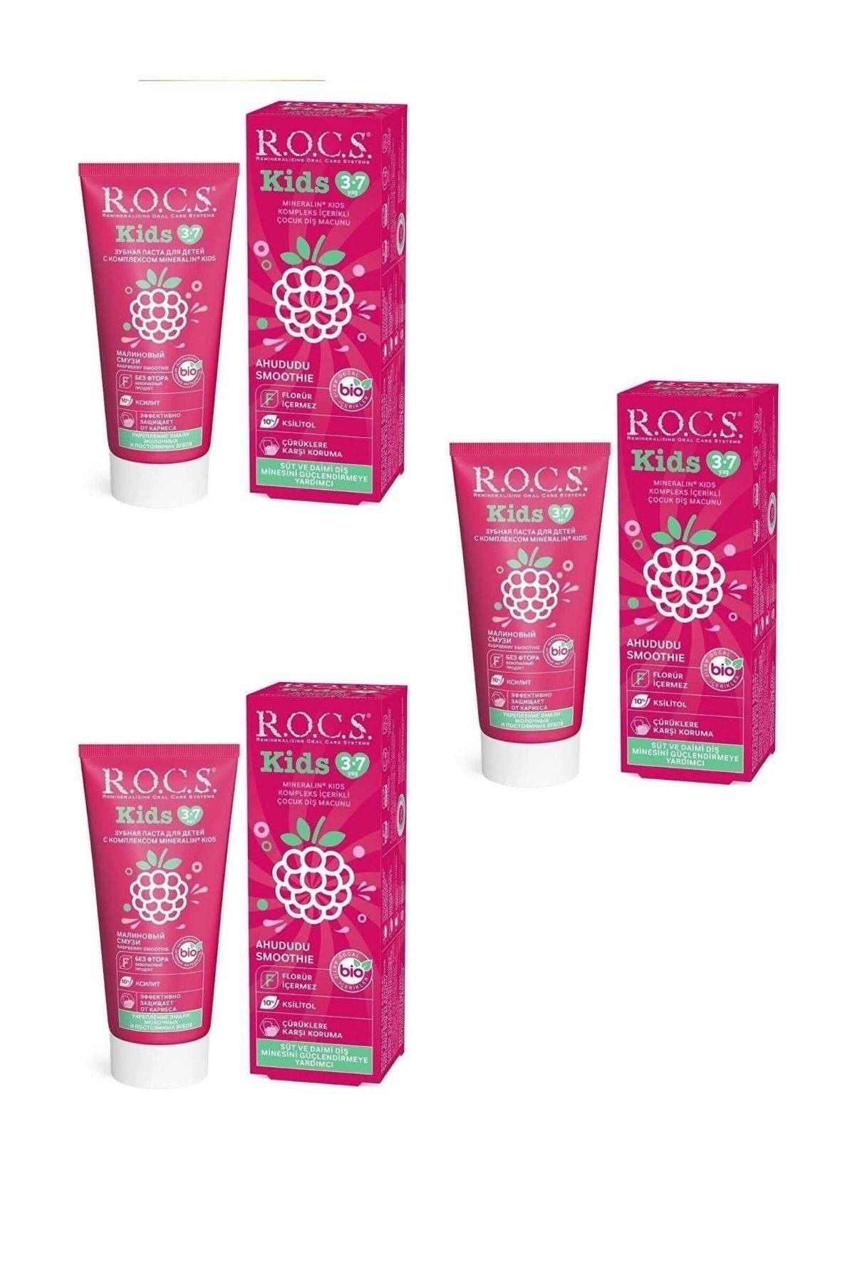 Rocs Kids Ahududu Smooth (Florür İçermez) Çocuk Diş Macunu 3-7 Yaş 60ml x 3 Adet