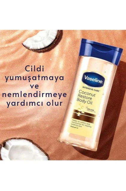 Vaseline İntensive Care Coconut Restore Body Oil (Hindistan Cevizi Onarıcı Vücut Yağı) 200ml