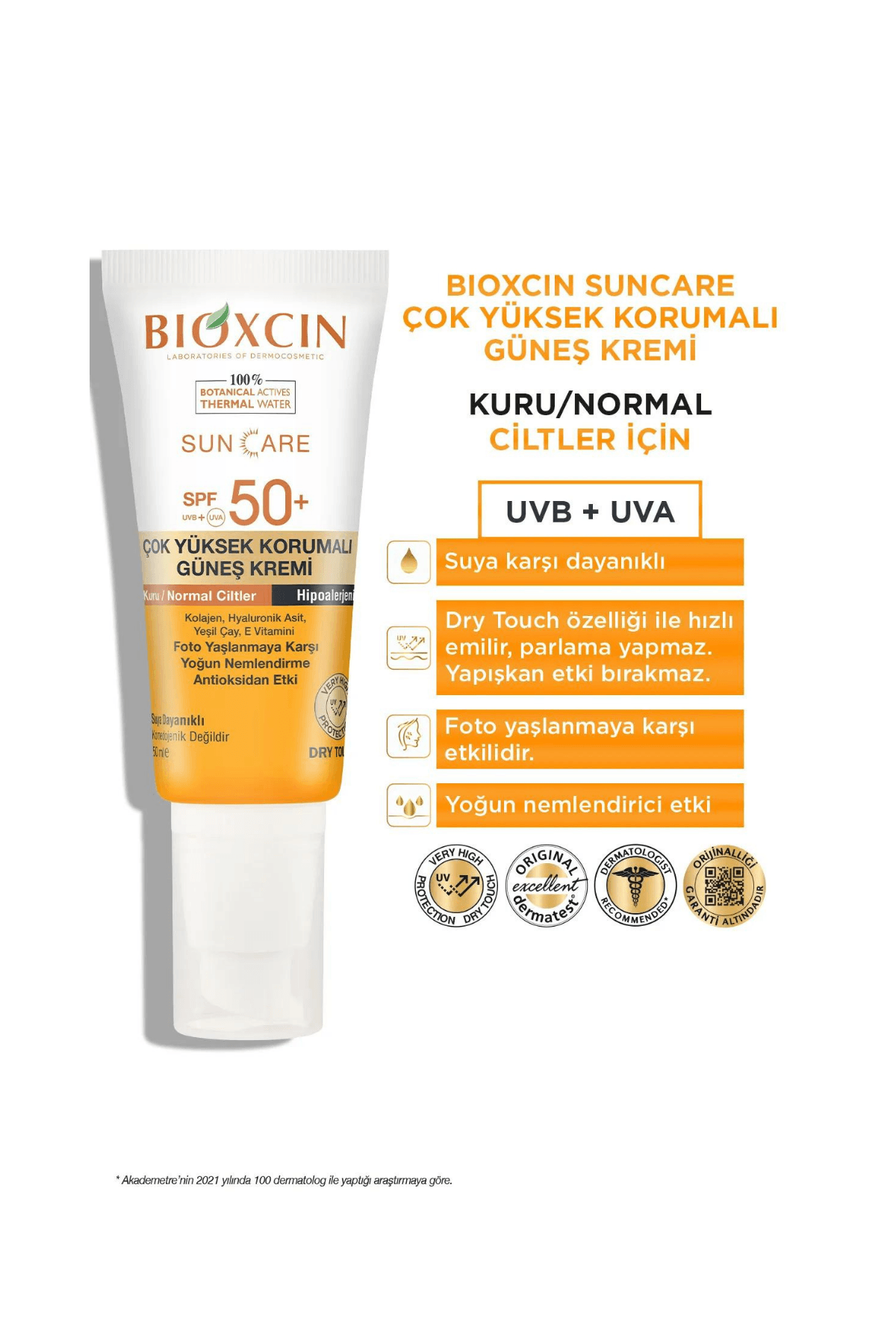 Bioxcin Suncare Çok Yüksek Korumalı/Hipoalerjik Kuru / Normal Ciltler SPF 50+ 50ml