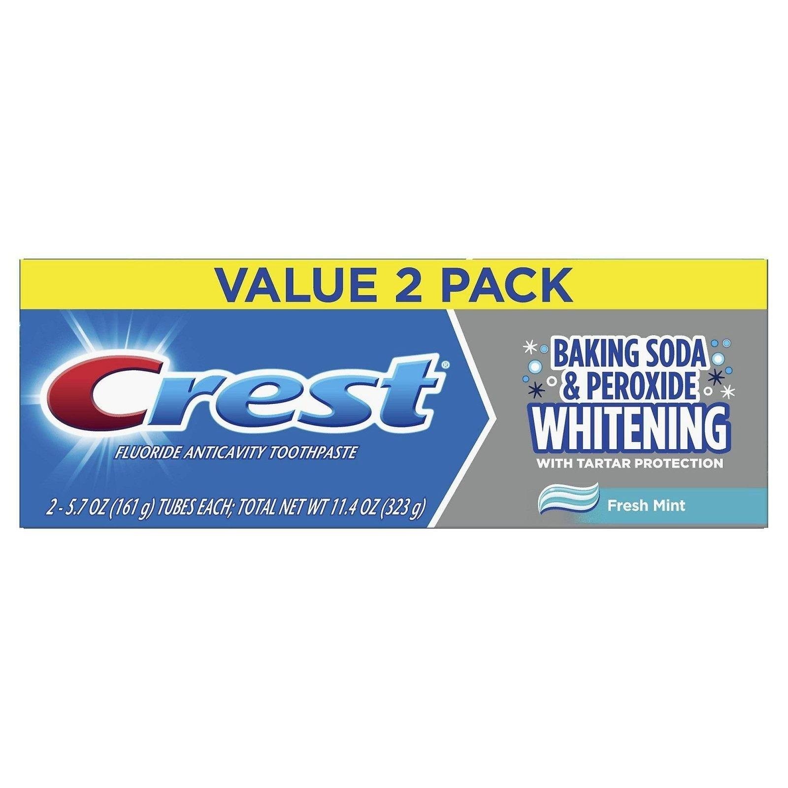 Crest Cavity Tartar Protection Toothpaste Whitening (Kabartma Tozu ve Peroksit Beyazlatıcı, Tartar Korumalı Taze Nane) 2'li 323gr