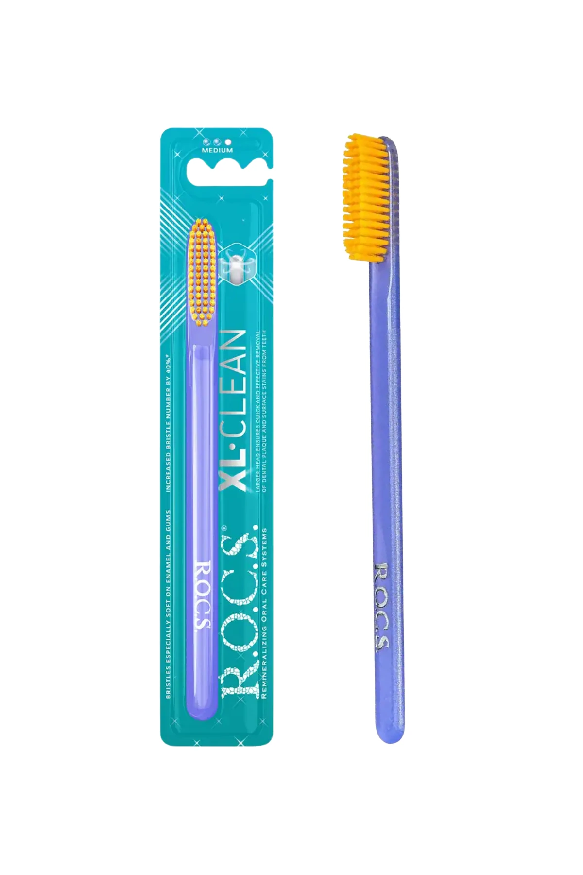ROCS XL-Clean Ekstra Geniş Diş Fırçası - Orta Sert Mor-Sarı (1 Adet)