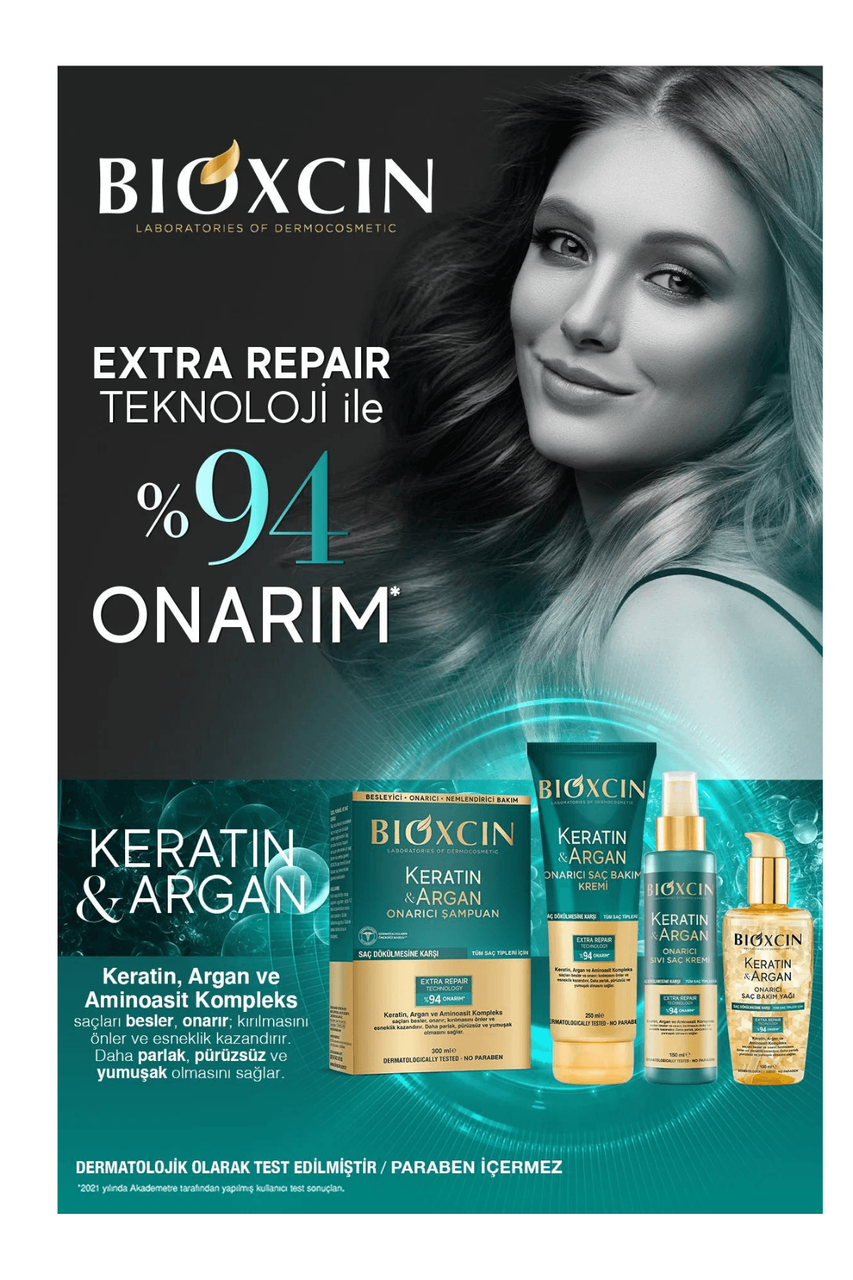 Bioxcin Keratin ve Argan Onarıcı Saç Bakım Kremi 250 ml