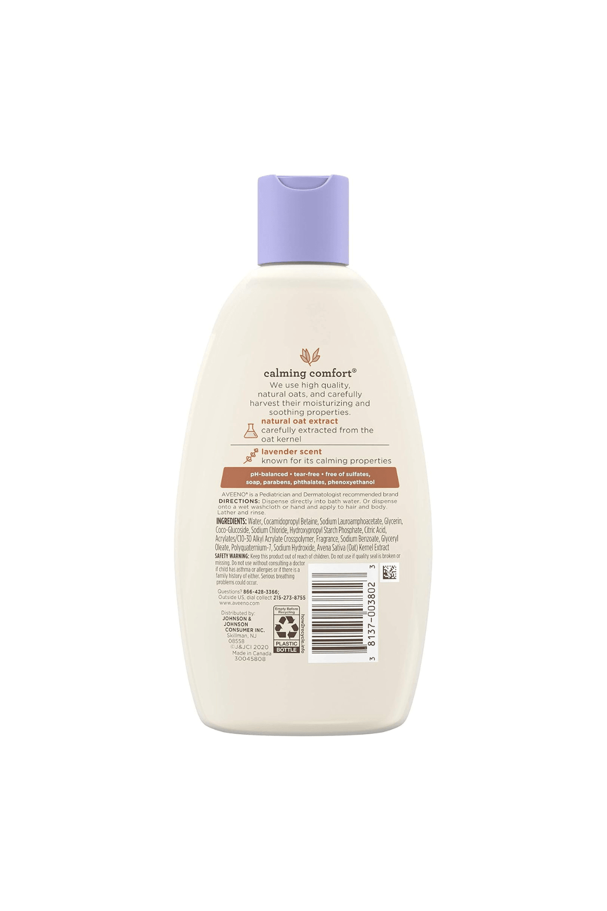 Aveeno Baby Sakinleştirici Konforlu Banyo ve Yıkama, Lavanta ve Vanilya, 8 fl. Oz 236ml