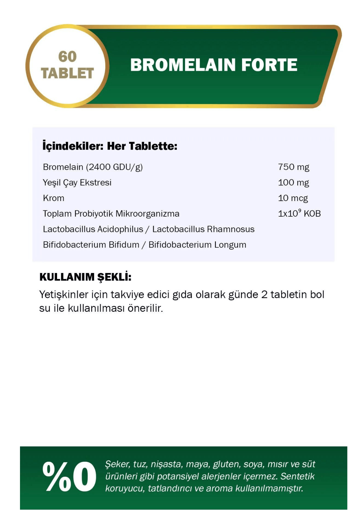 Nutraxin Herbal Bromelain Forte Takviye Edici Gıda 60 Tablet