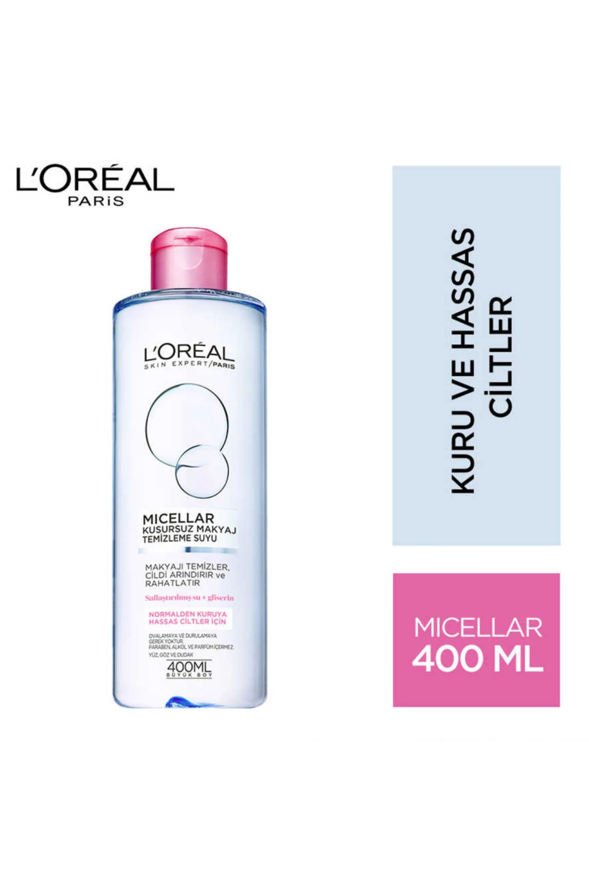 L'Oreal Paris Dermo Expertise Hassas Ciltler Için Kusursuz Makyaj Temizleme Suyu 400 ml