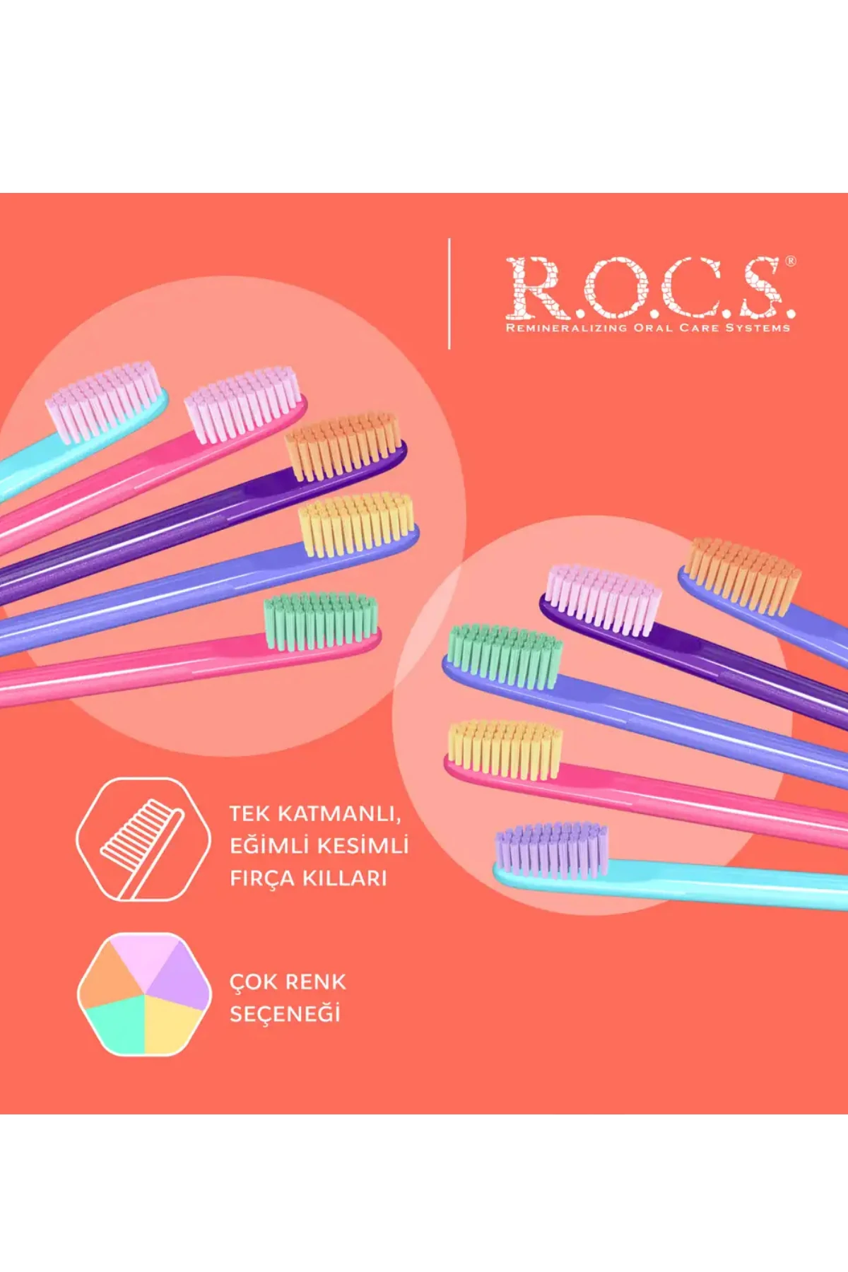 ROCS Passions Özel Kıl Dokulu Diş Fırçası - Orta Sert Mor-Turuncu (1 Adet)