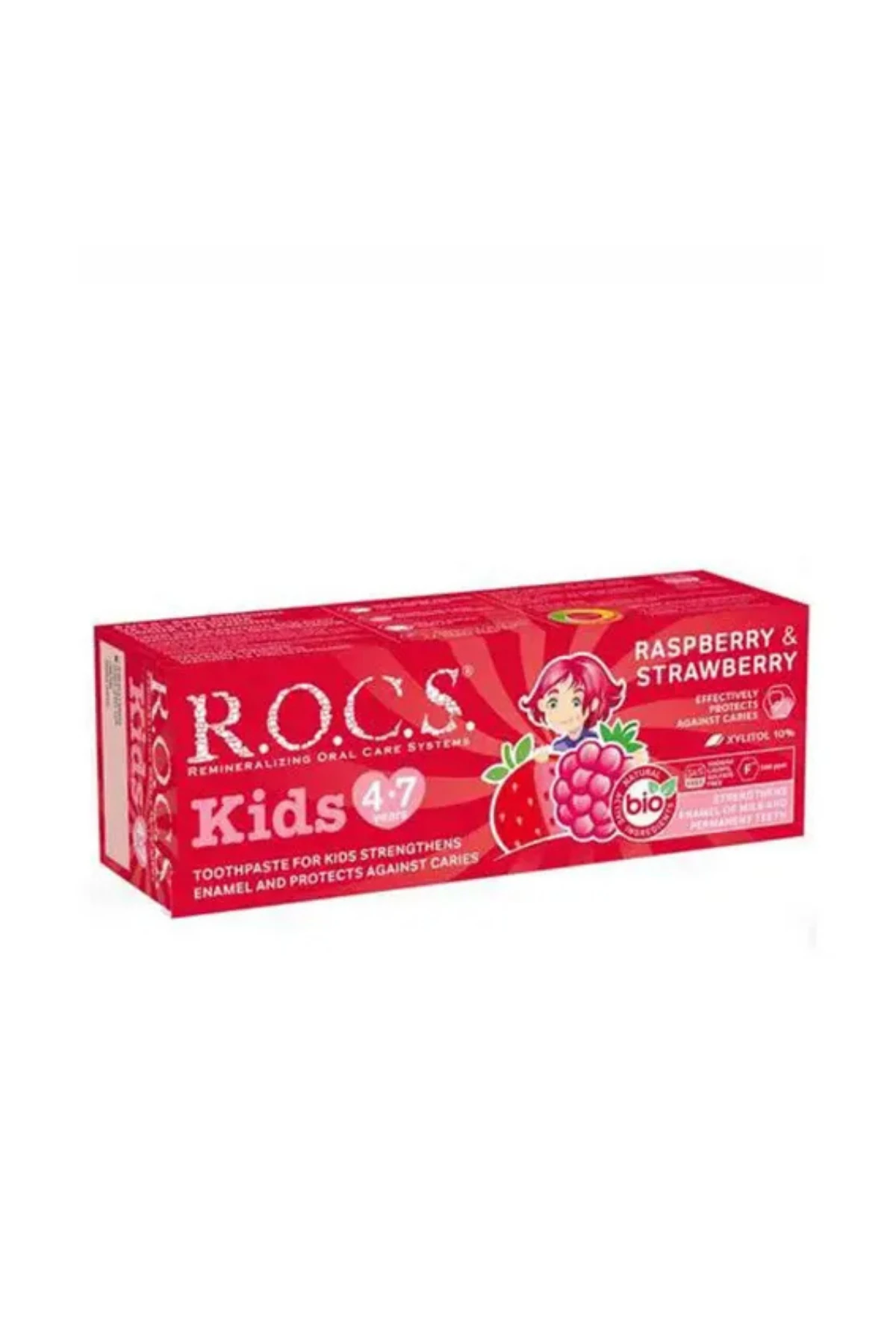 ROCS Kids 4-7 Yaş Meyveli Çocuk Diş Macunu 35ml (Ahududulu-Çilekli)