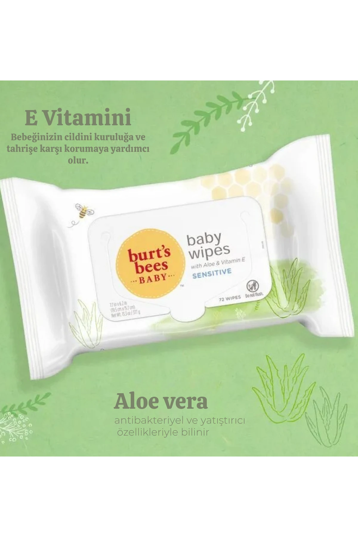 Burt's Bees Bebek Hassas Cilt Mendilleri 72'li 377g