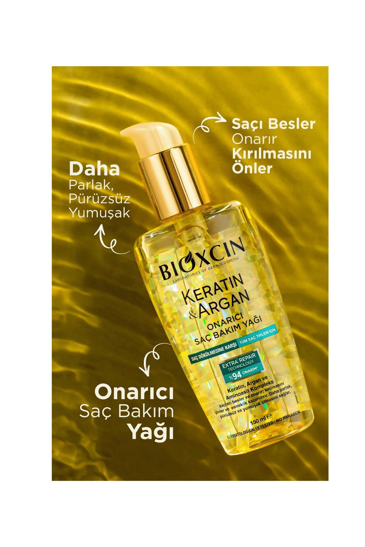 Bioxcin Keratin ve Argan Onarıcı Saç Bakım Yağı 150 ml